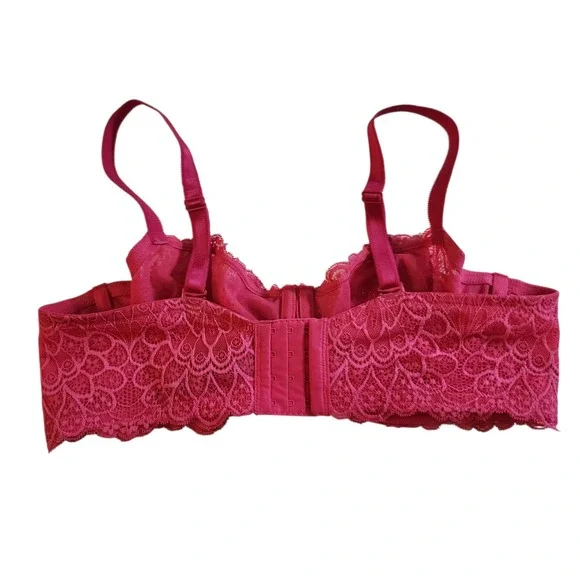 Torrid Curve Pink Lace Unlined Balconette Bra Underwire 40B Magenta 148862 - Picture 7 of 9